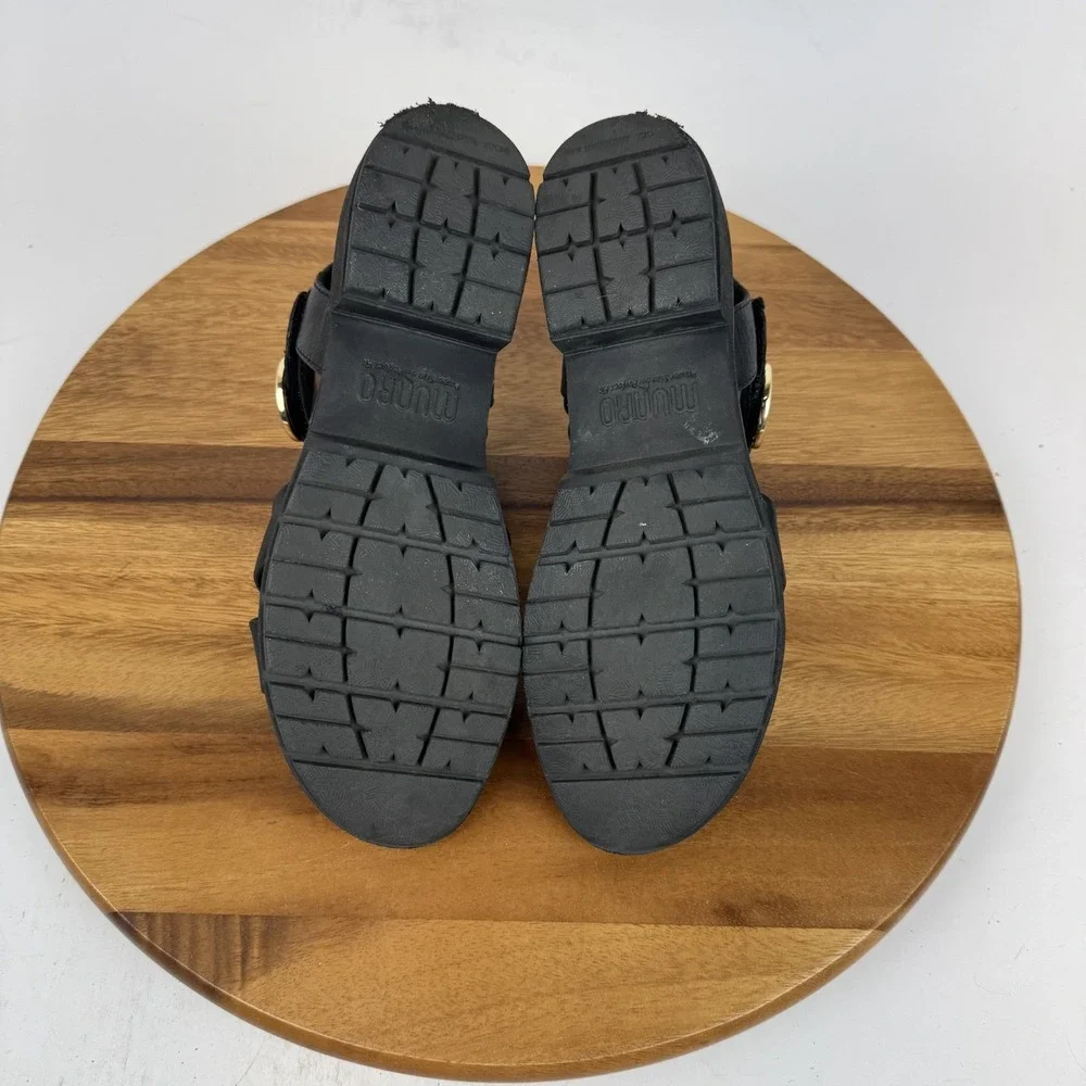 Womens Munro‎ Knox Black Leather Strappy Casual Comfort Sandals Shoes Size 9 M